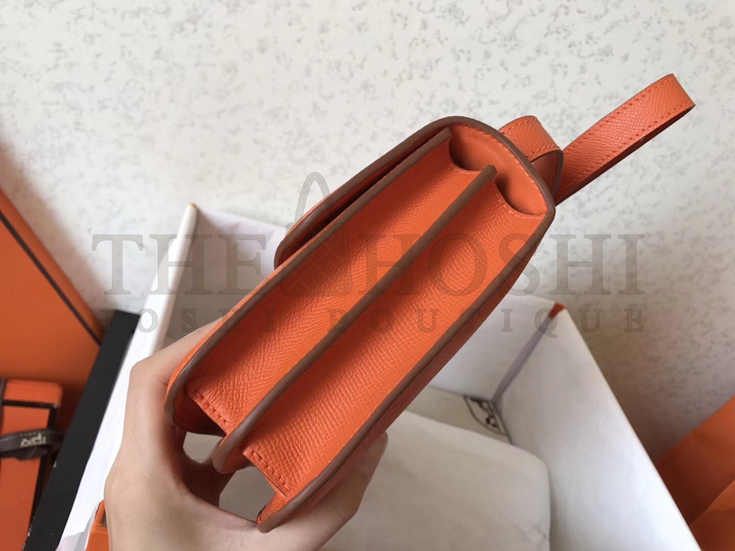 H**me5 Epsom Constance 24cm Orange Handmade Bag Master Quality