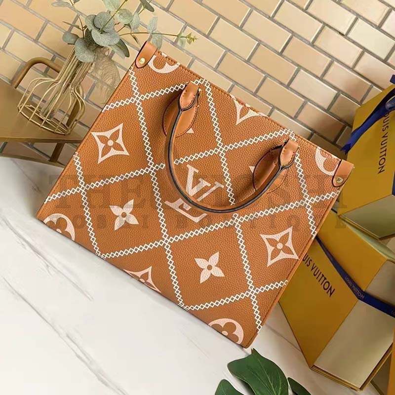 L0vis Vvtt0n LV Women OnTheGo MM Tote Bag Arizona Embossed S*pple Grained Cowhide Master Quality