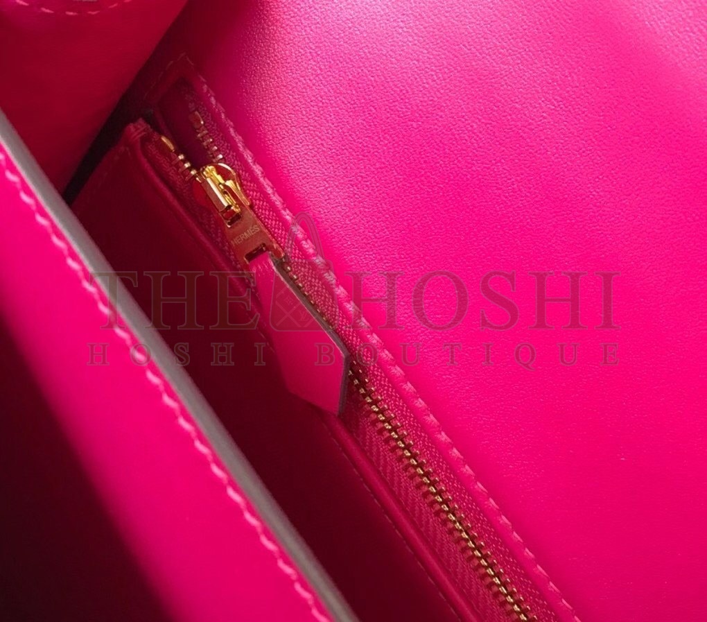 H**me5 Constance 24cm Bag In Rose Red Embossed Crocodile Master Quality