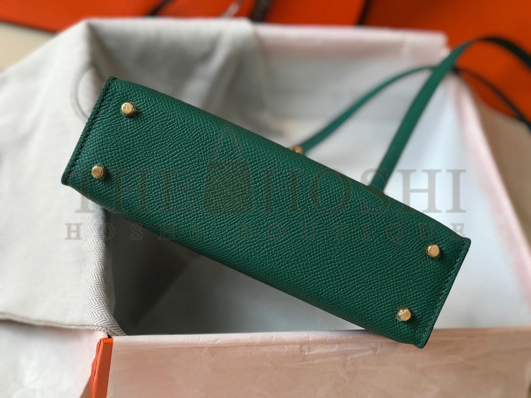 H**me5 Kelly Mini II Sellier Bag In Vert Vertigo Epsom Leather Master Quality