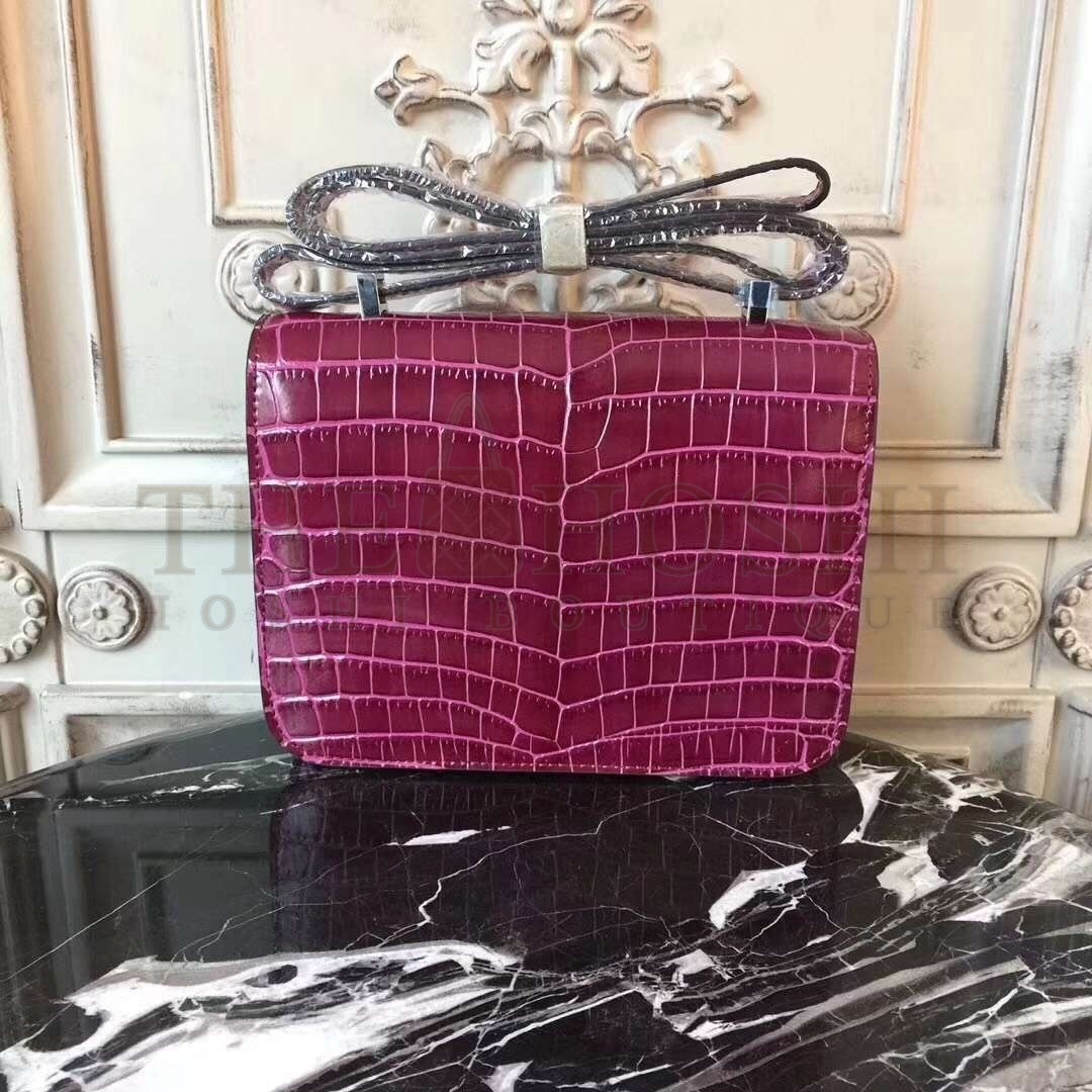 H**me5 Fuchsia Constance MM 24cm Crocodile Bag Master Quality