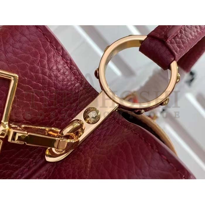 L0vis Vvtt0n LV Women Capucines BB Handbag Griotte Red Arizona Taurillon Cowhide Leather Master Quality