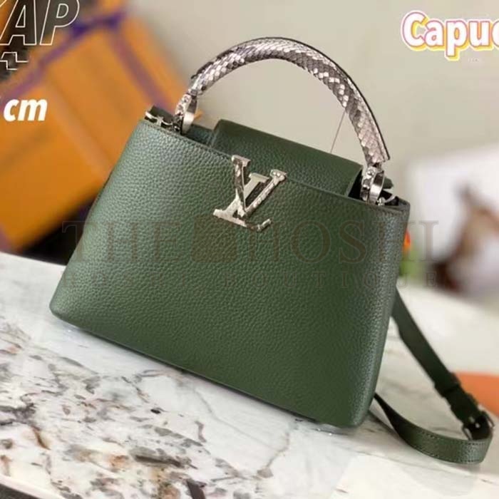 L0vis Vvtt0n LV Women Capucines MM Handbag Taurillon Cowhide Leather Python Trim Master Quality