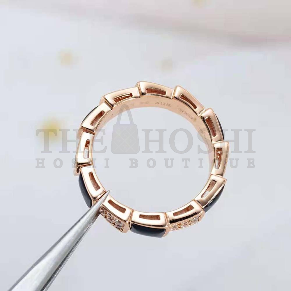 Bv1g*ai Women Serpenti Viper Band Ring in 18 KT Rose Gold-Black Master Quality