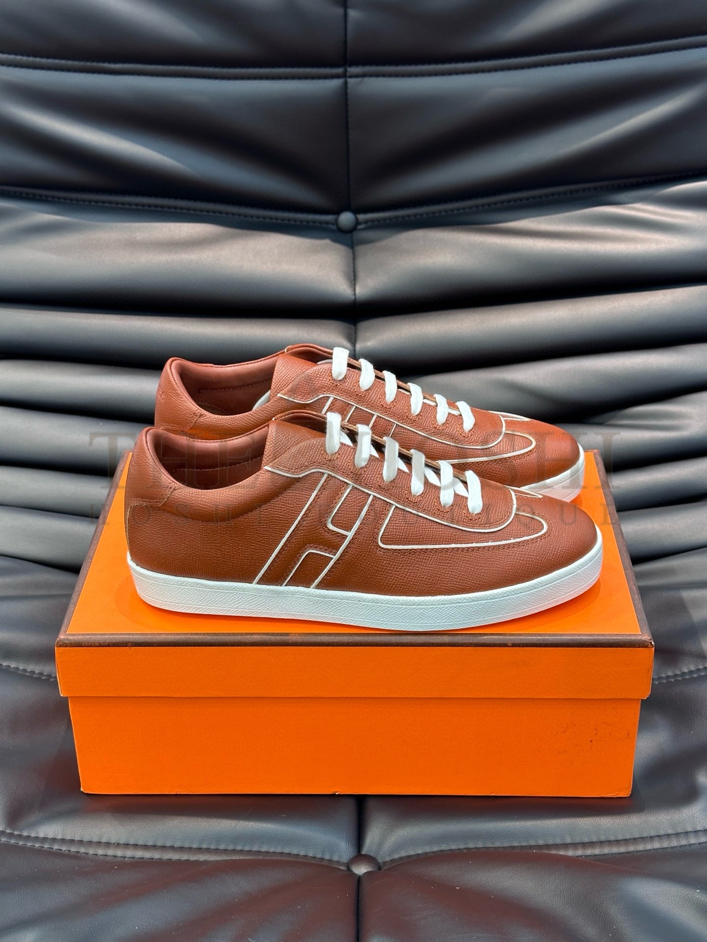 H**me5 Boomerang Sneakers In Brown Epsom Calfskin Master Quality