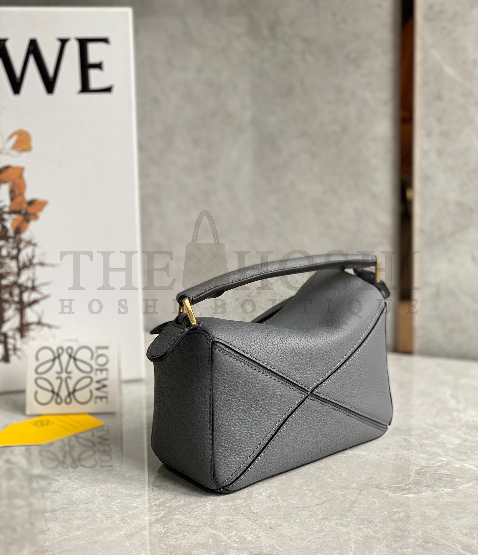 L0ew* Puzzle Mini Bag In Asphalt Grey Grained Calfskin Master Quality