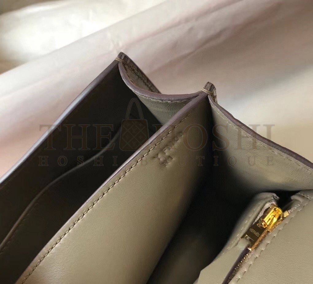 H**me5 Constance 24cm Bag In Taupe Embossed Crocodile Master Quality