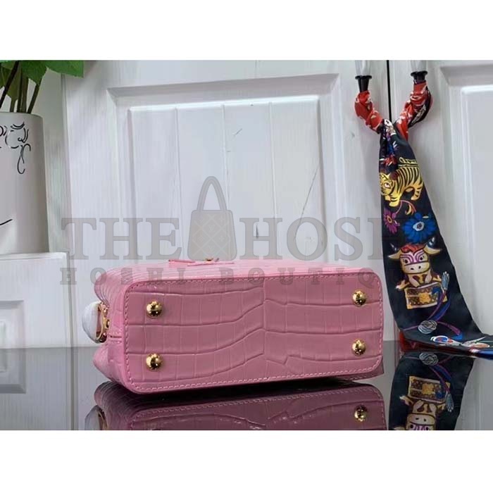 L0vis Vvtt0n LV Women Capucines Mini Handbag Pink Crocodilien Brillant Savoir Faire Master Quality