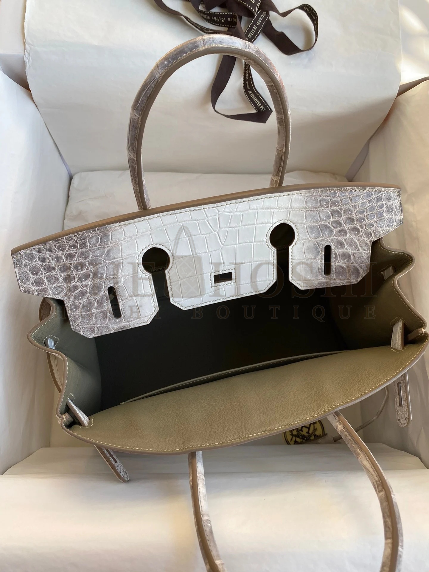 H**me5 Birkin 25 Retourne Bag In Himalaya Niloticus Crocodile Skin Master Quality