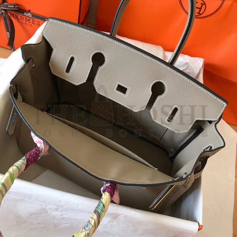 H**me5 Grey Birkin 30cm Clemence Handmade Bag Master Quality