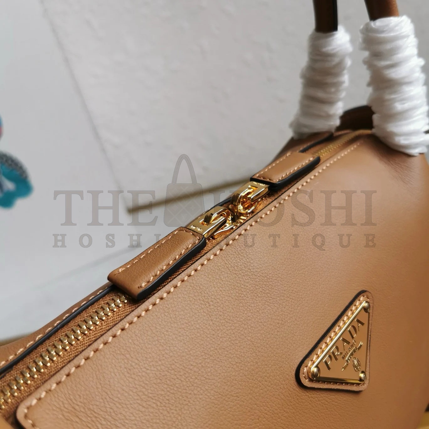 Pra*a Shoulder Bag in Brown Calfskin with Triangle Logo Master Quality