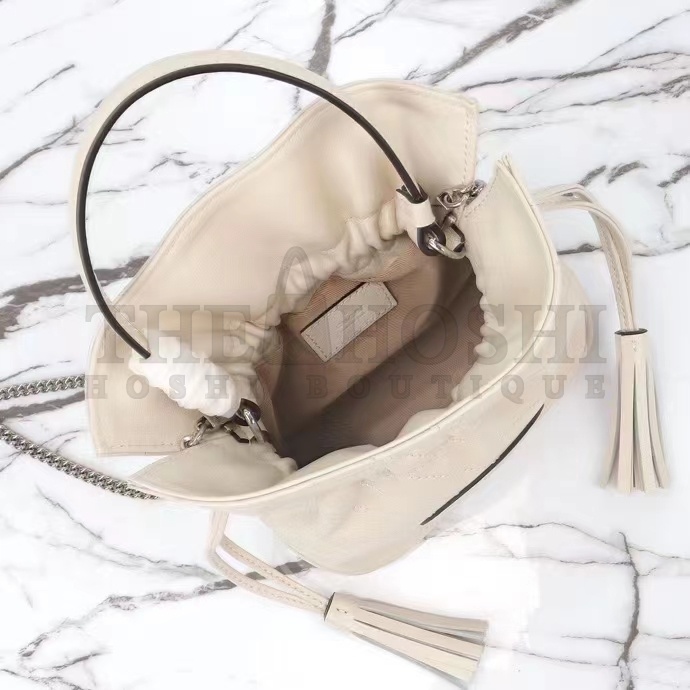 Gvc*1 Women GG Blondie Mini Bucket Bag White Leather Round Interlocking G Master Quality