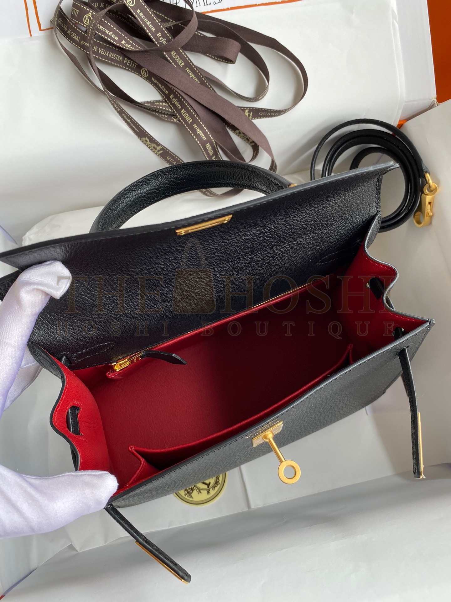 H**me5 Kelly Sellier 25 Handmade Bag In Black Mysore Goatskin Master Quality