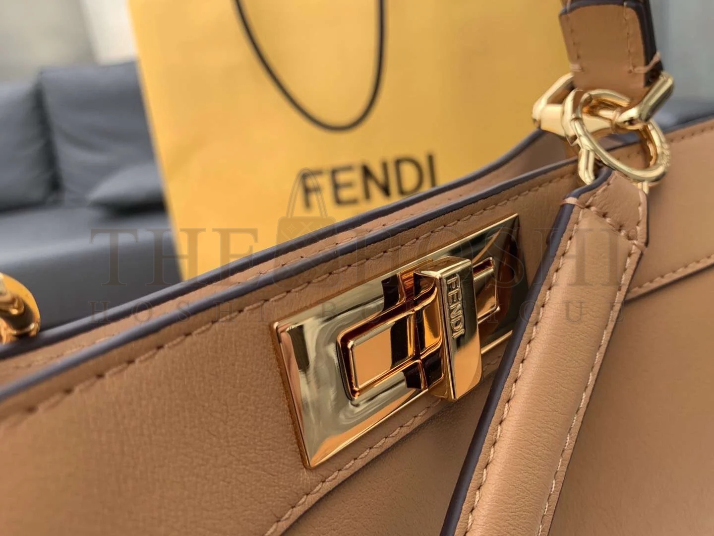 F**di Peekaboo ISeeU Medium Bag In Beige Calfskin Master Quality
