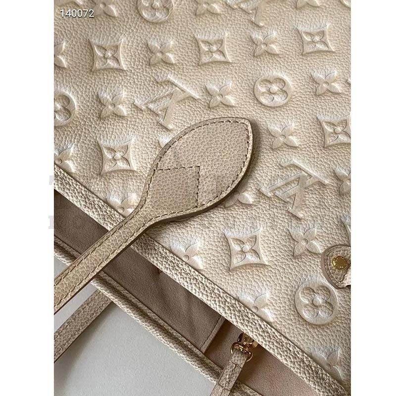 L0vis Vvtt0n Women LV Neverfull MM Carryall Tote Beige Sprayed Embossed Grained Cowhide Master Quality