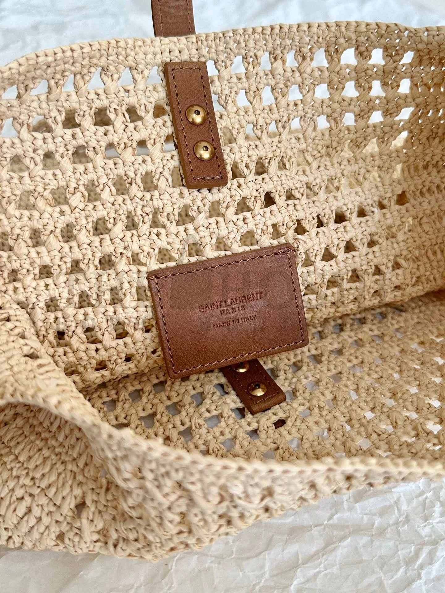 Sa1nt Lau*nt Le 5 A 7 Medium Tote Bag in Naturel Raffia Master Quality