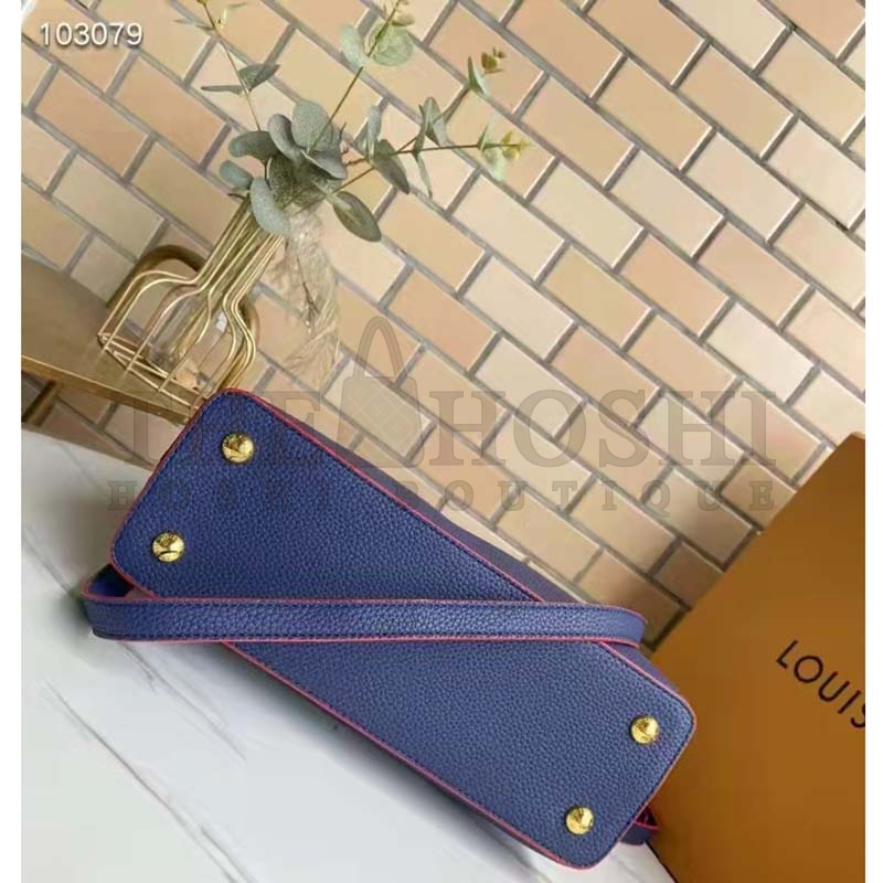 L0vis Vvtt0n LV Women Capucines MM Handbag Navy Blue Red Taurillon Leather Master Quality