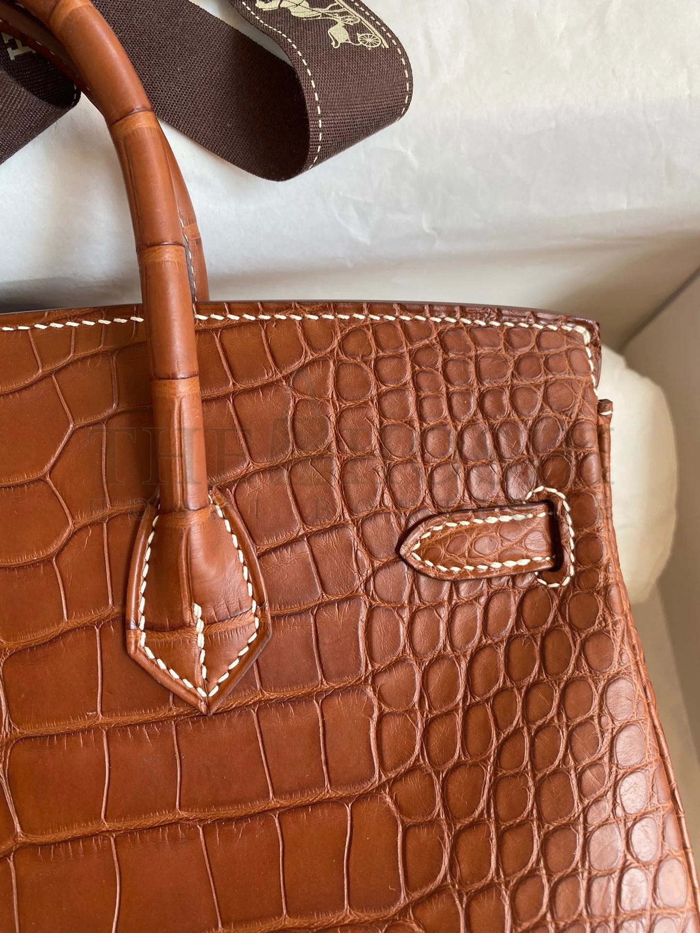 H**me5 Birkin 25 Retourne Handmade Bag In Gold Matte Alligator Leather Master Quality