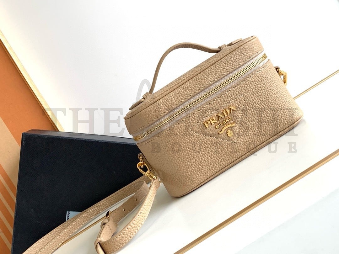 Pra*a Mini Vanity Bag in Sand Beige Grained Leather Master Quality