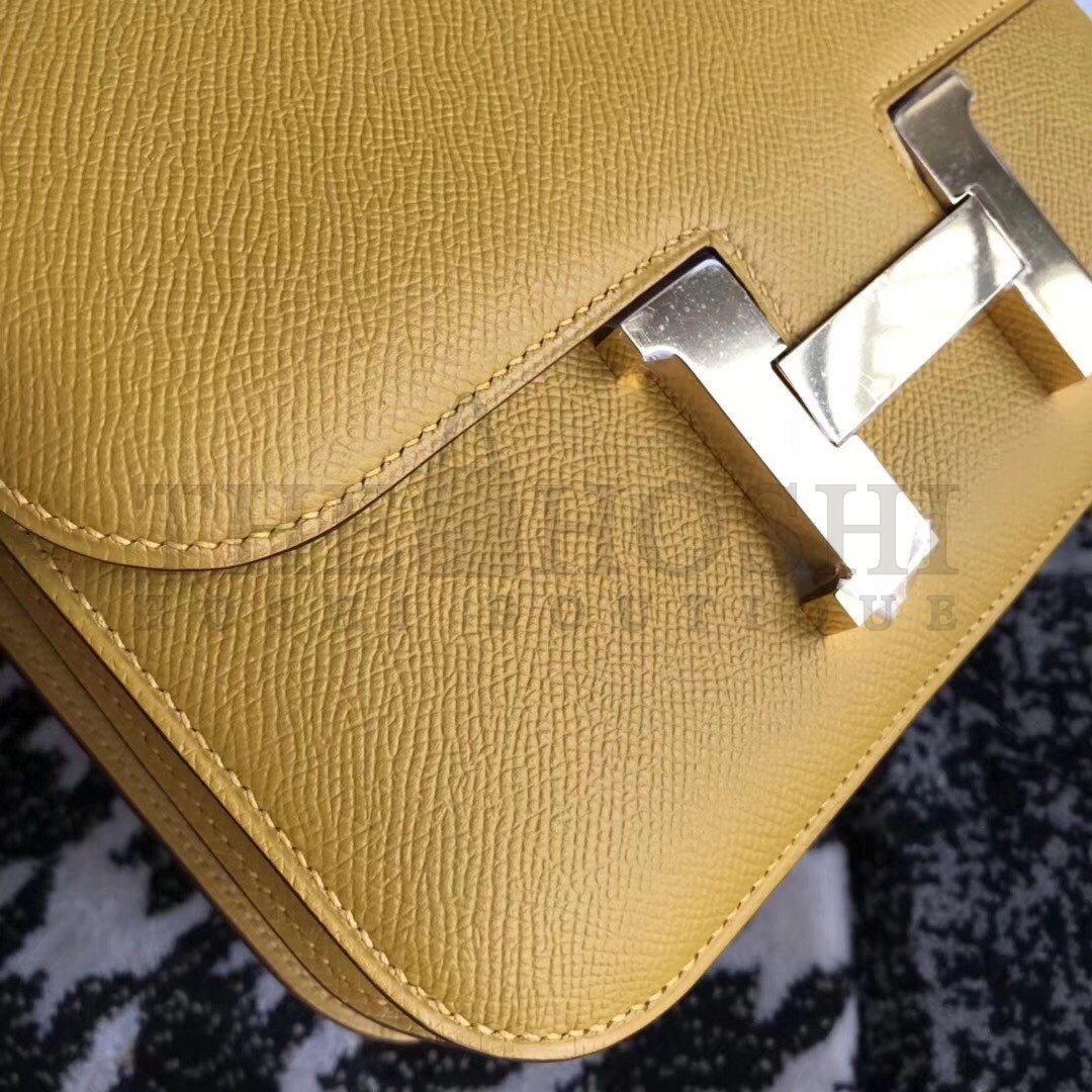 H**me5 Epsom Constance 24cm Jaune Handmade Bag Master Quality