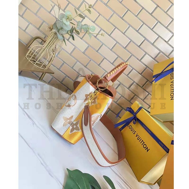 L0vis Vvtt0n LV Women Capucines BB Handbag Yellow Calfskin Canvas Master Quality