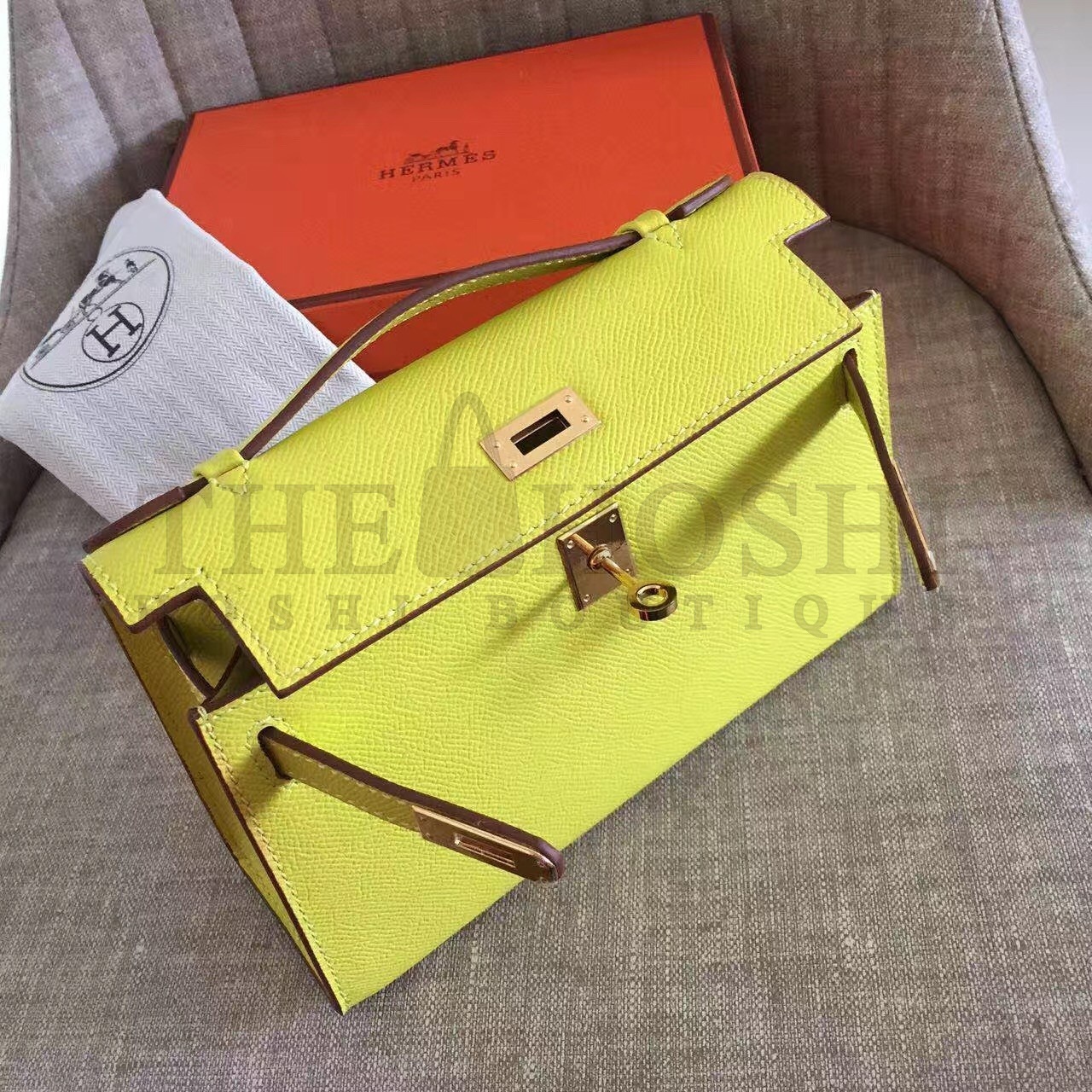 H**me5 Yellow Kelly Pochette Epsom Handmade Bag Master Quality