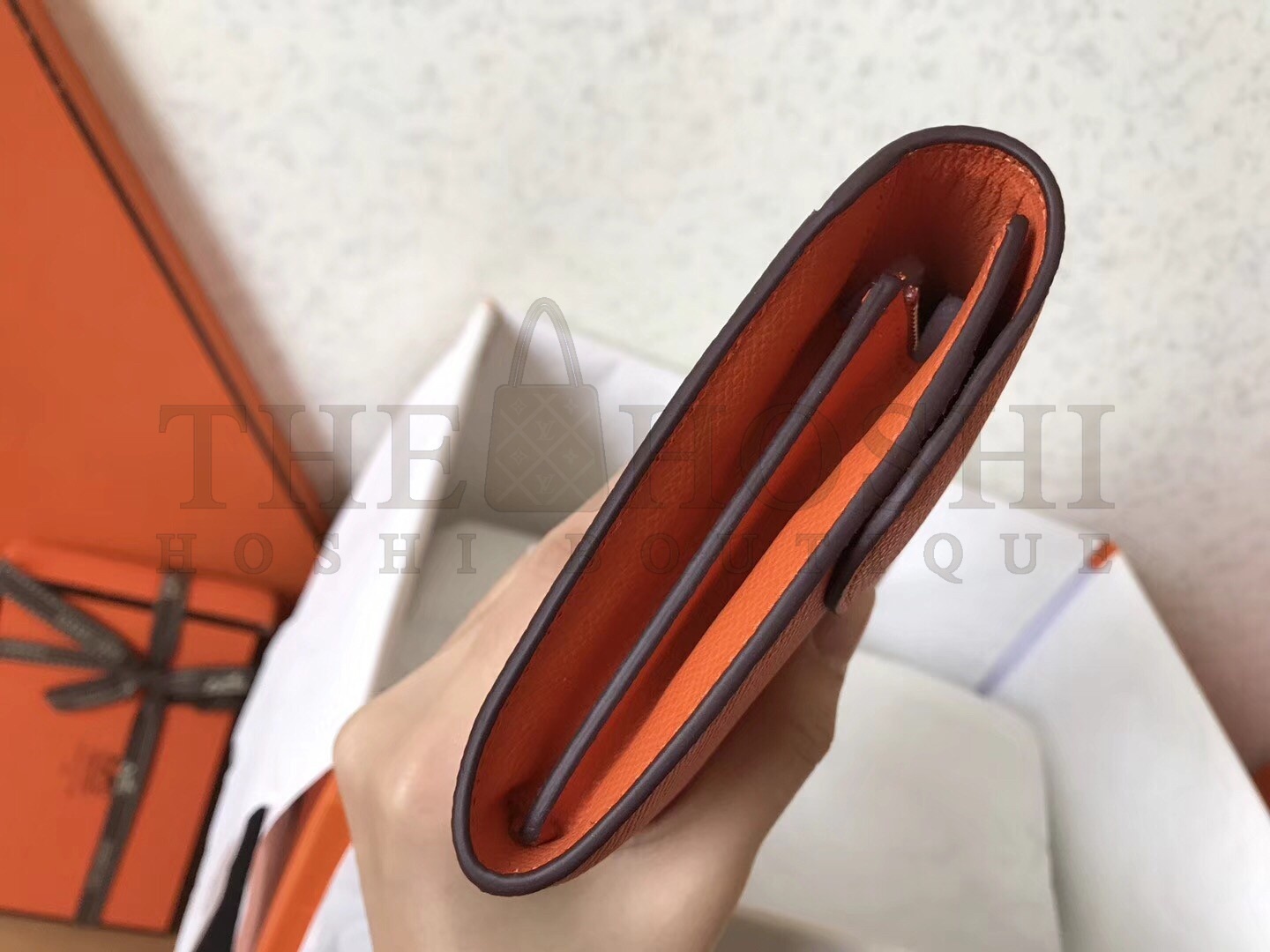 H**me5 Orange Epsom Constance Long Wallet Master Quality