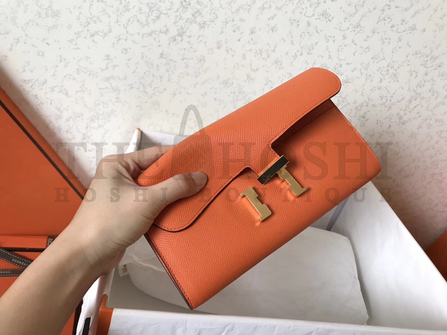 H**me5 Orange Epsom Constance Long Wallet Master Quality