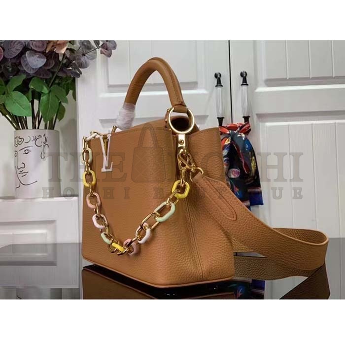 L0vis Vvtt0n LV Women Capucines MM Handbag Hazelnut Brown Taurillon Cowhide Leather Master Quality