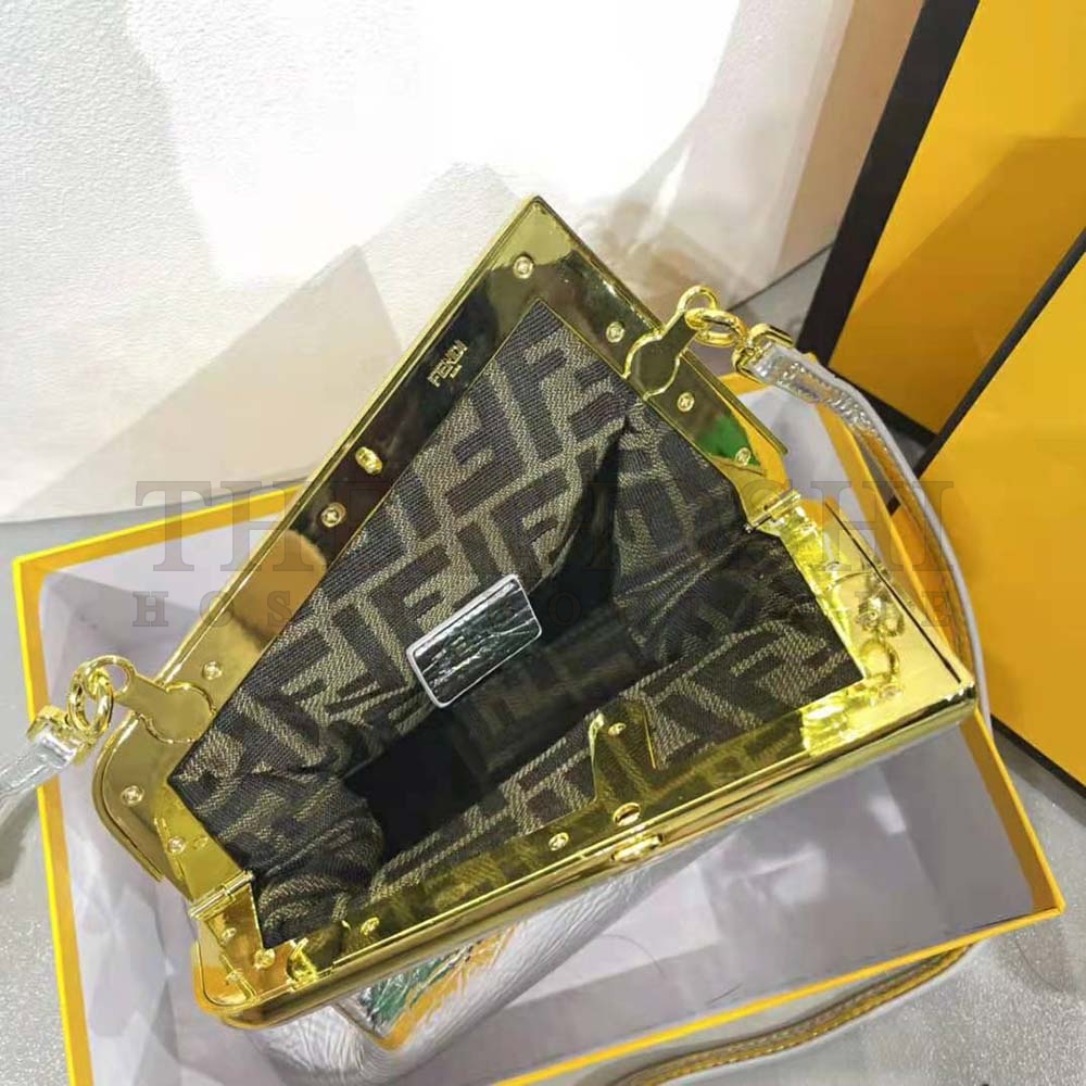 F**di Women First Small Silver Laminated Leather Bag Master Quality