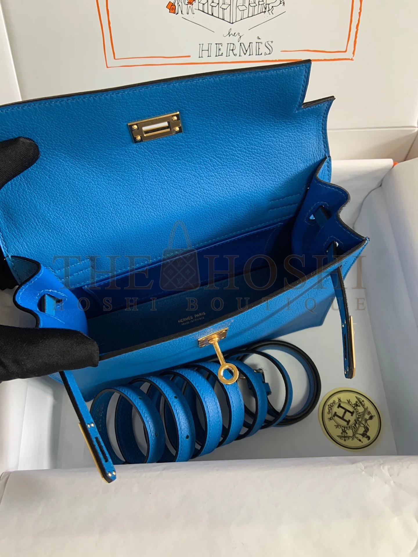 H**me5 Kelly Danse II Handmade Bag In Blue Hydra Evercolor Calfskin Master Quality