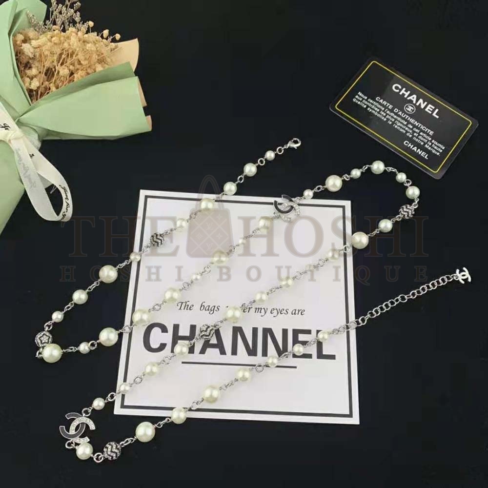 Ch**el Women Long Necklace in Metal Glass Pearls and Strass Master Quality