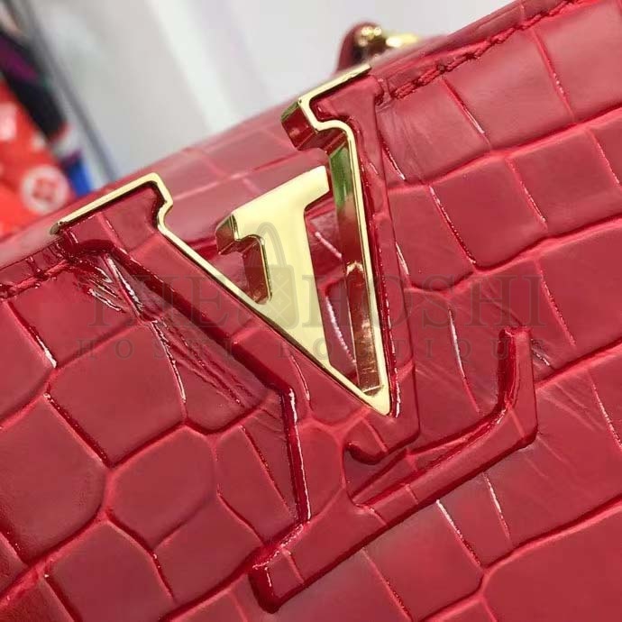 L0vis Vvtt0n LV Women Capucines BB Handbag Red Crocodilien Brillant Savoir Faire Master Quality
