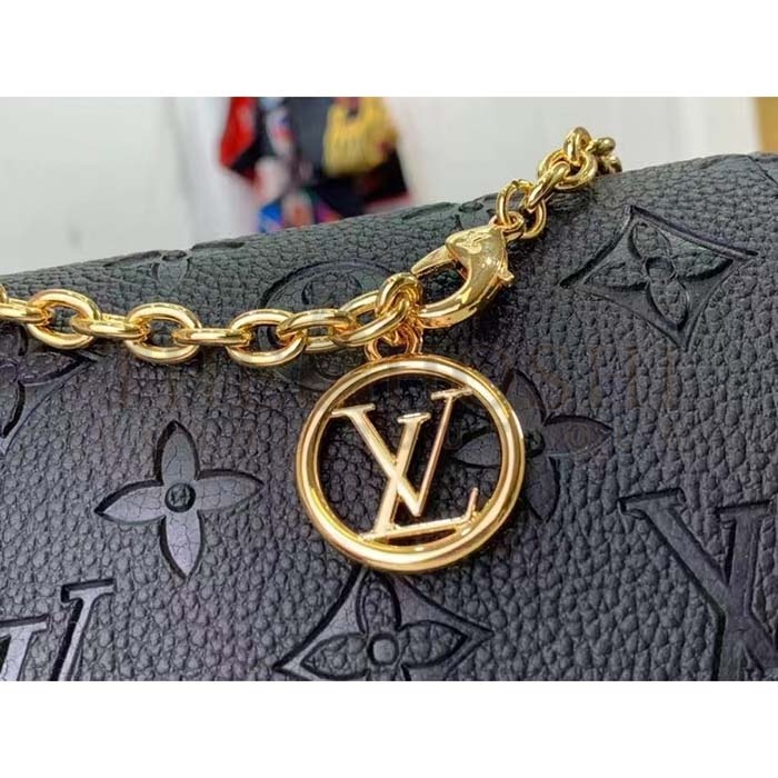 L0vis Vvtt0n LV Women Wallet On Chain Lily Black Monogram Empreinte Embossed S*pple Grained Cowhide Leather Master Quality