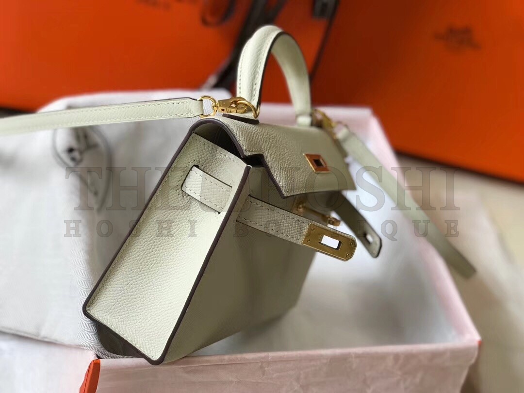 H**me5 Kelly Mini II Bag In White Epsom Leather Master Quality