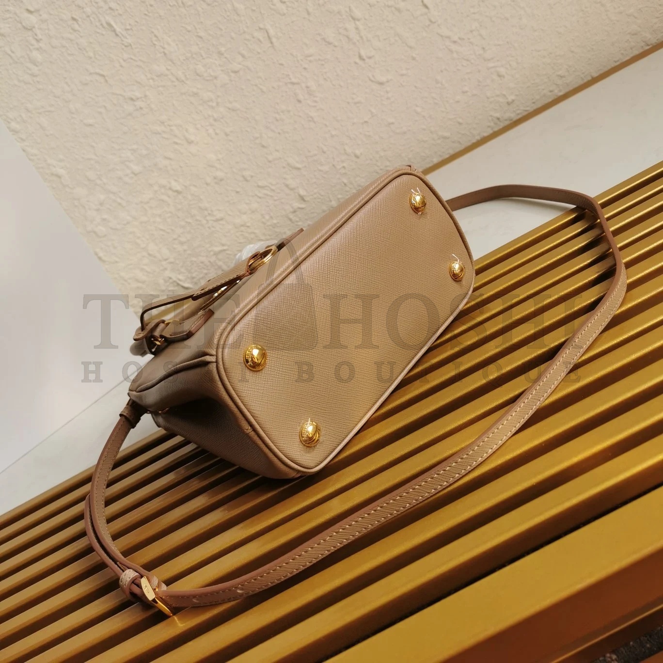 Pra*a Mini Galleria Bag In Beige Saffiano Leather Master Quality