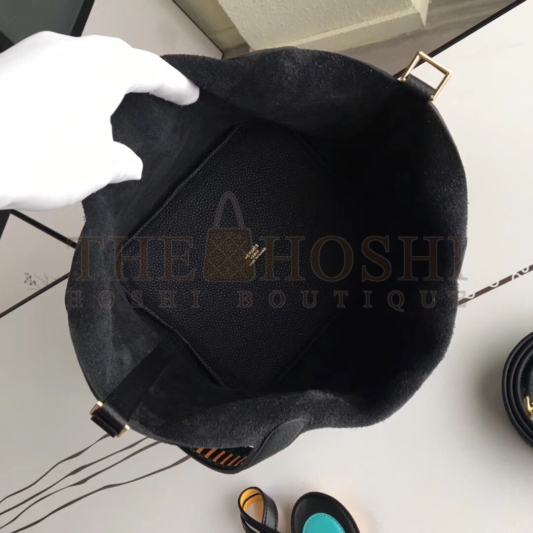 H**me5 Black Picotin Lock 22cm Braided Handle Bag Master Quality