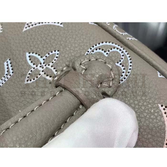 L0vis Vvtt0n LV Women Nice Mini Toiletry Pouch Gray Mahina Perforated Calfskin Leather Master Quality