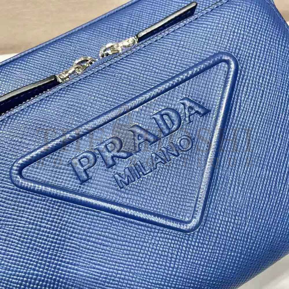 Pra*a Women Saffiano Leather Shoulder Bag With Iconic Pra*a Material-Navy Master Quality