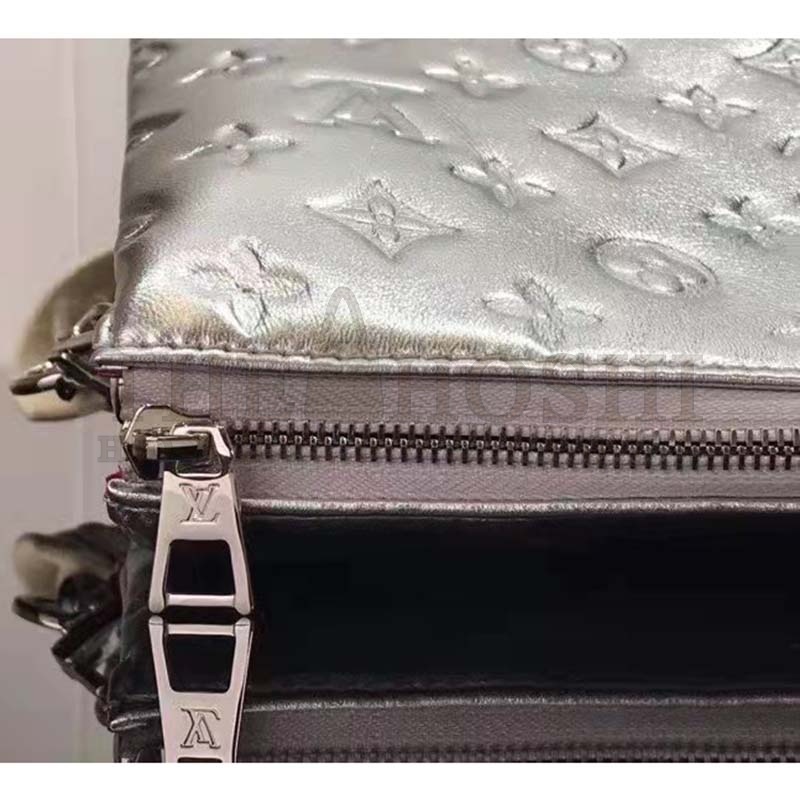 L0vis Vvtt0n LV Women Coussin BB Handbag Silver Monogram Embossed Puffy Lambskin Master Quality