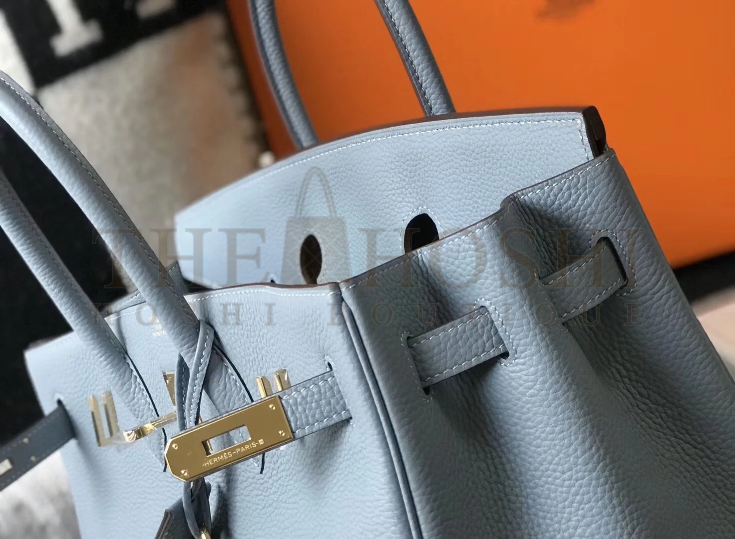 H**me5 Birkin 30 Bag in Blue Lin Clemence Leather with GHW Master Quality