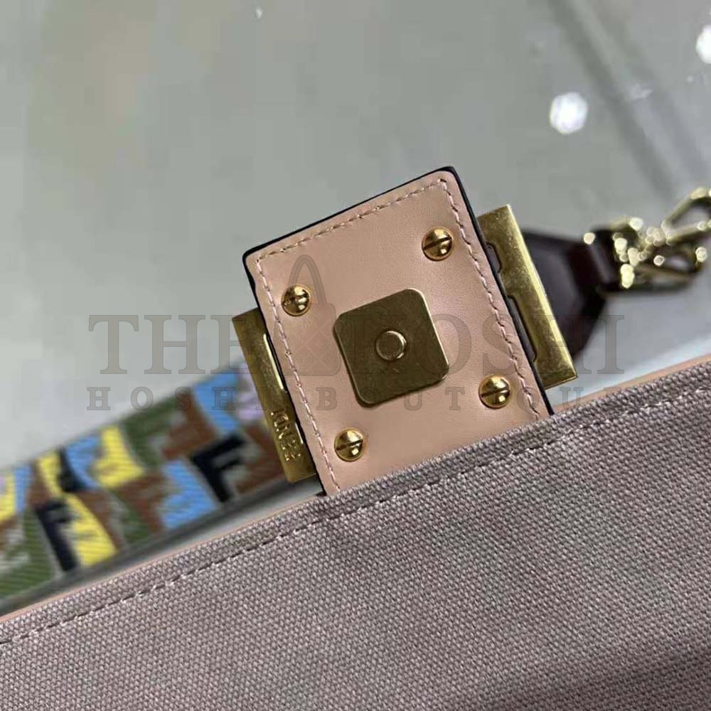 F**di Women Lconic Medium Baguette Gray FF Canvas Bag Master Quality