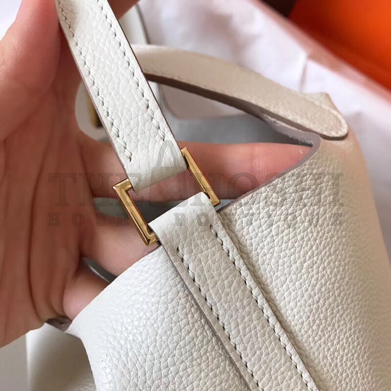H**me5 White Picotin Lock PM 18cm Handmade Bag Master Quality