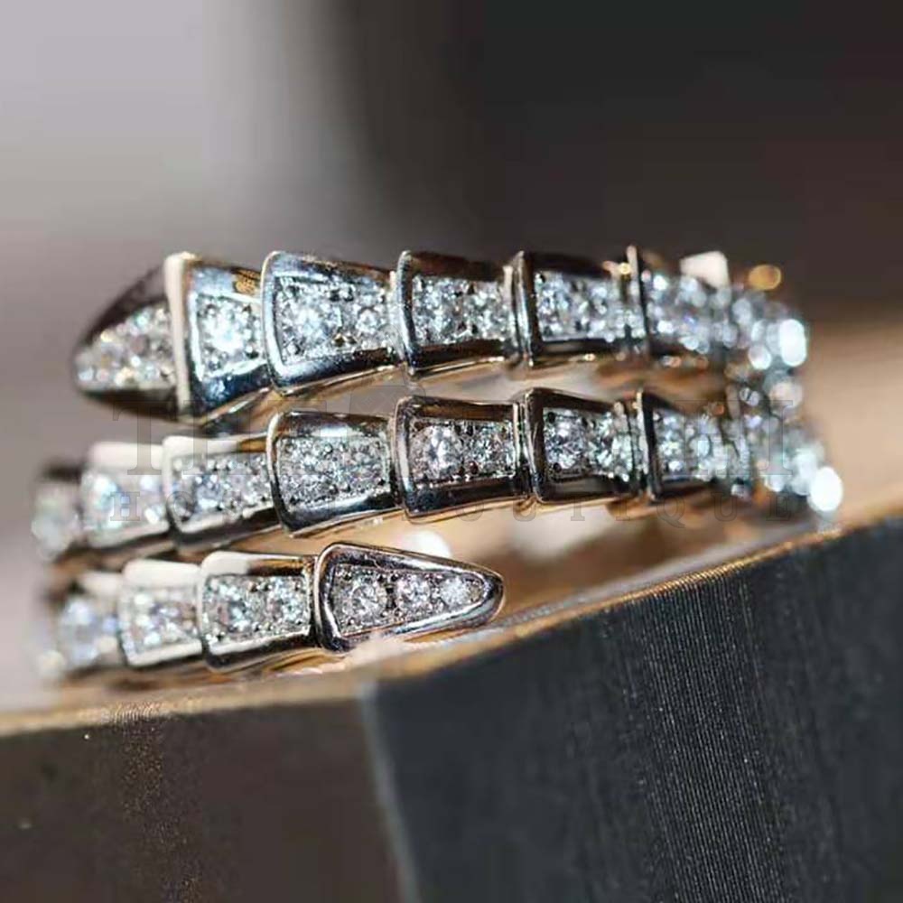 Bv1g*ai Women Serpenti Viper Two-coil 18 KT White Gold Ring Master Quality