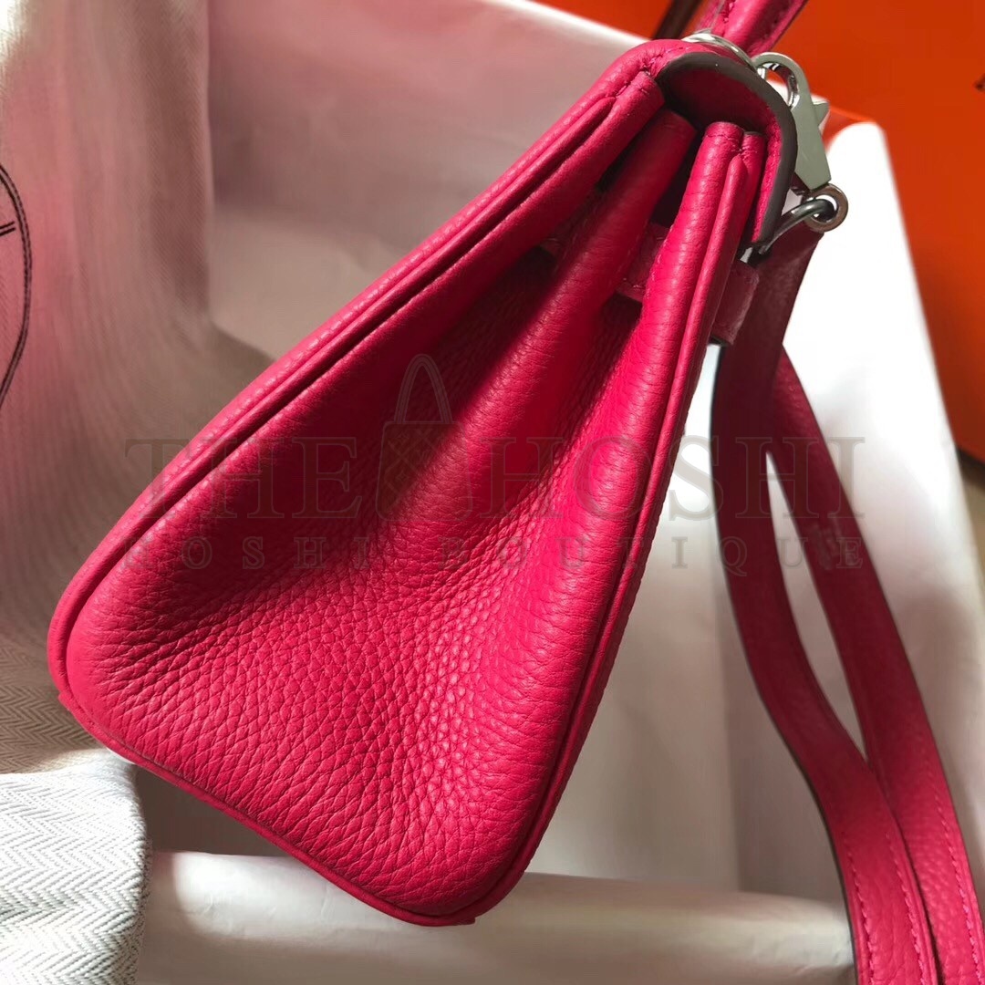 H**me5 Mini Kelly 20cm Bag In Rose Red Clemence Leather Master Quality