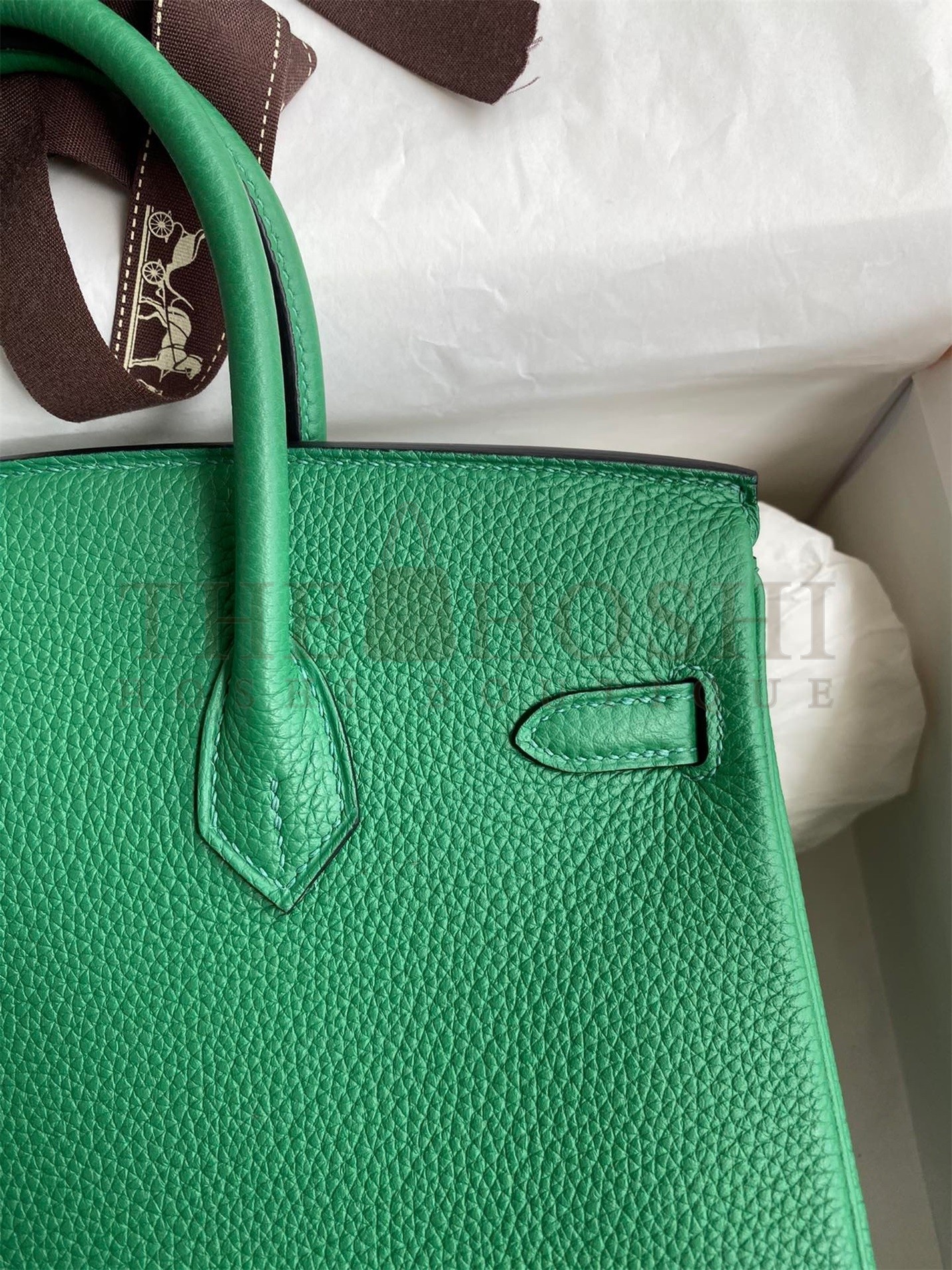 H**me5 Birkin 25 Retourne Handmade Bag In Vert Vertigo Clemence Leather Master Quality