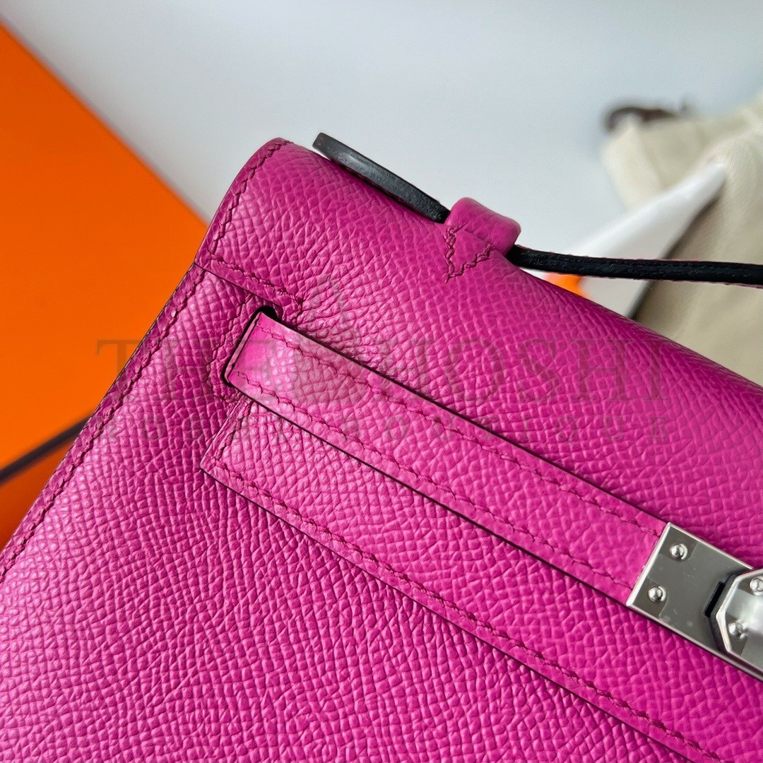 H**me5 Kelly Pochette Handmade Bag In Rose Purple Epsom Calfskin Master Quality