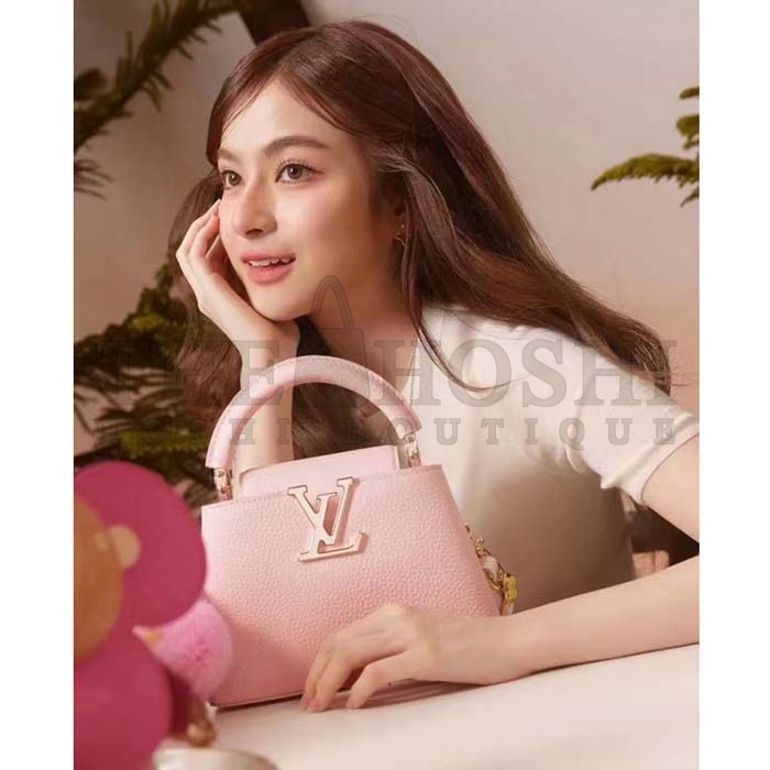 L0vis Vvtt0n LV Women Capucines Mini Handbag Jasmine Pink Taurillon Leather Master Quality