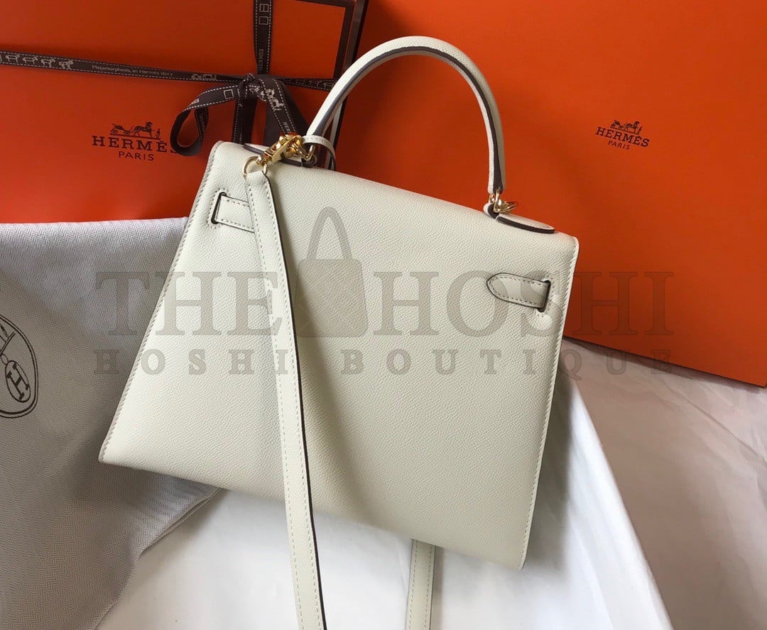 H**me5 Kelly 25cm Sellier Bag in Craie Epsom Calfskin GHW Master Quality