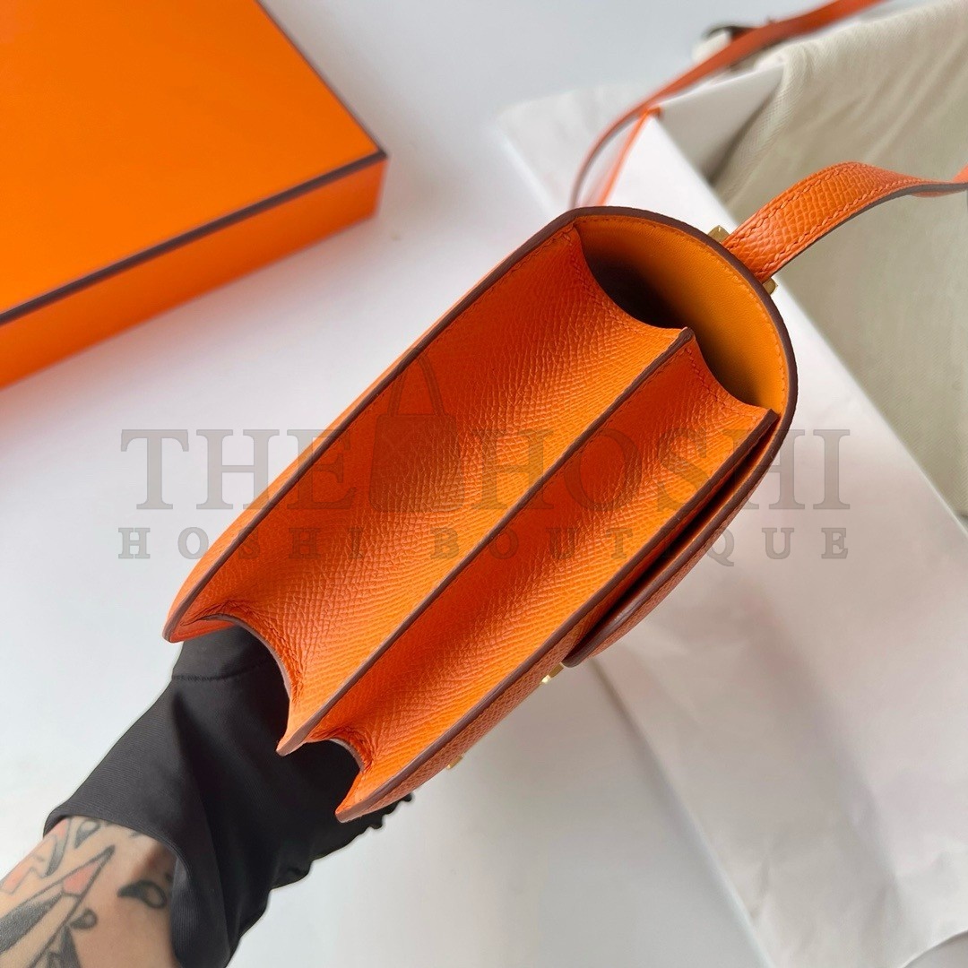 H**me5 Constance 18 Handmade Bag In Orange Epsom Calfskin Master Quality